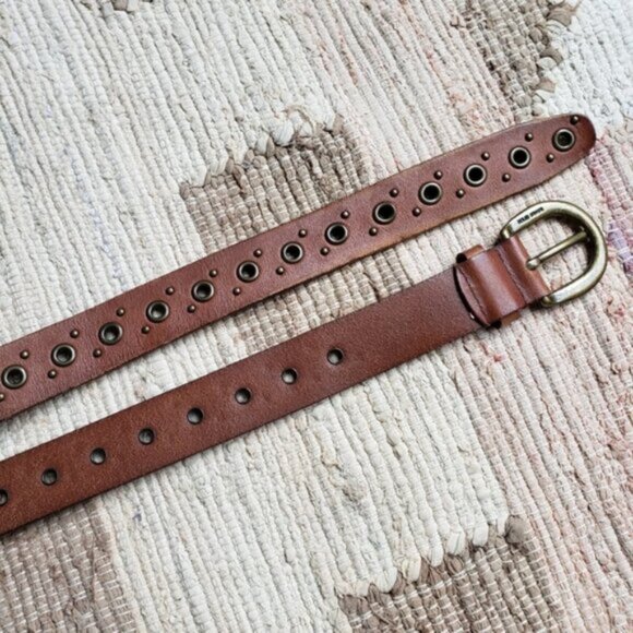 Fossil Bohemian Leather Belt Grommets Studded size Medium - Picture 4 of 11
